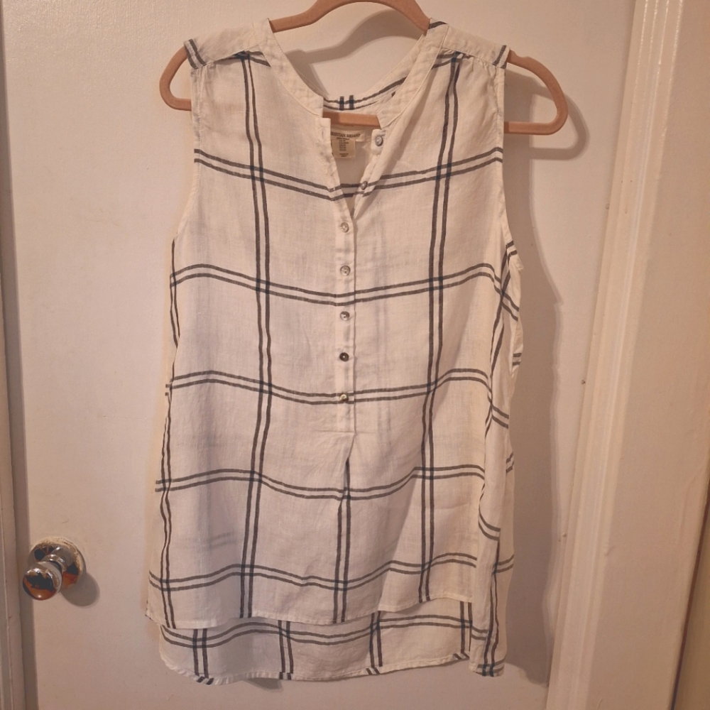 Sleeveless White and Black Top